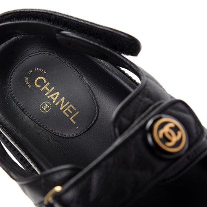 Chanel Grained Calfskin Velcro Dad Sandals 39.5 Black 8 of 11