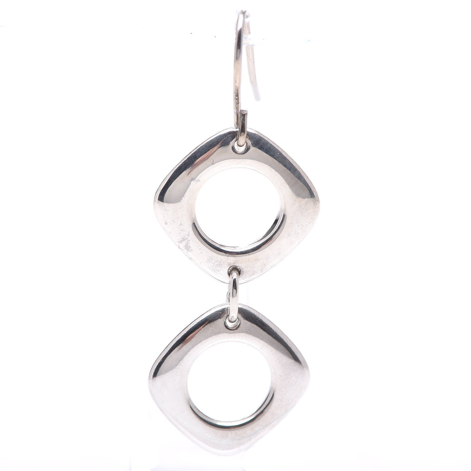Tiffany Sterling Silver Cushion Square Link Drop Earrings 3 of 5