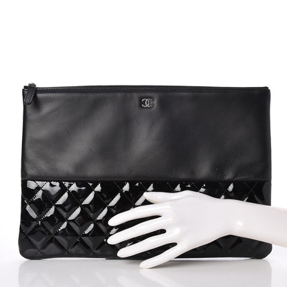 Chanel Lambskin Patent Quilted Large Cosmetic Case Black 2 of 7