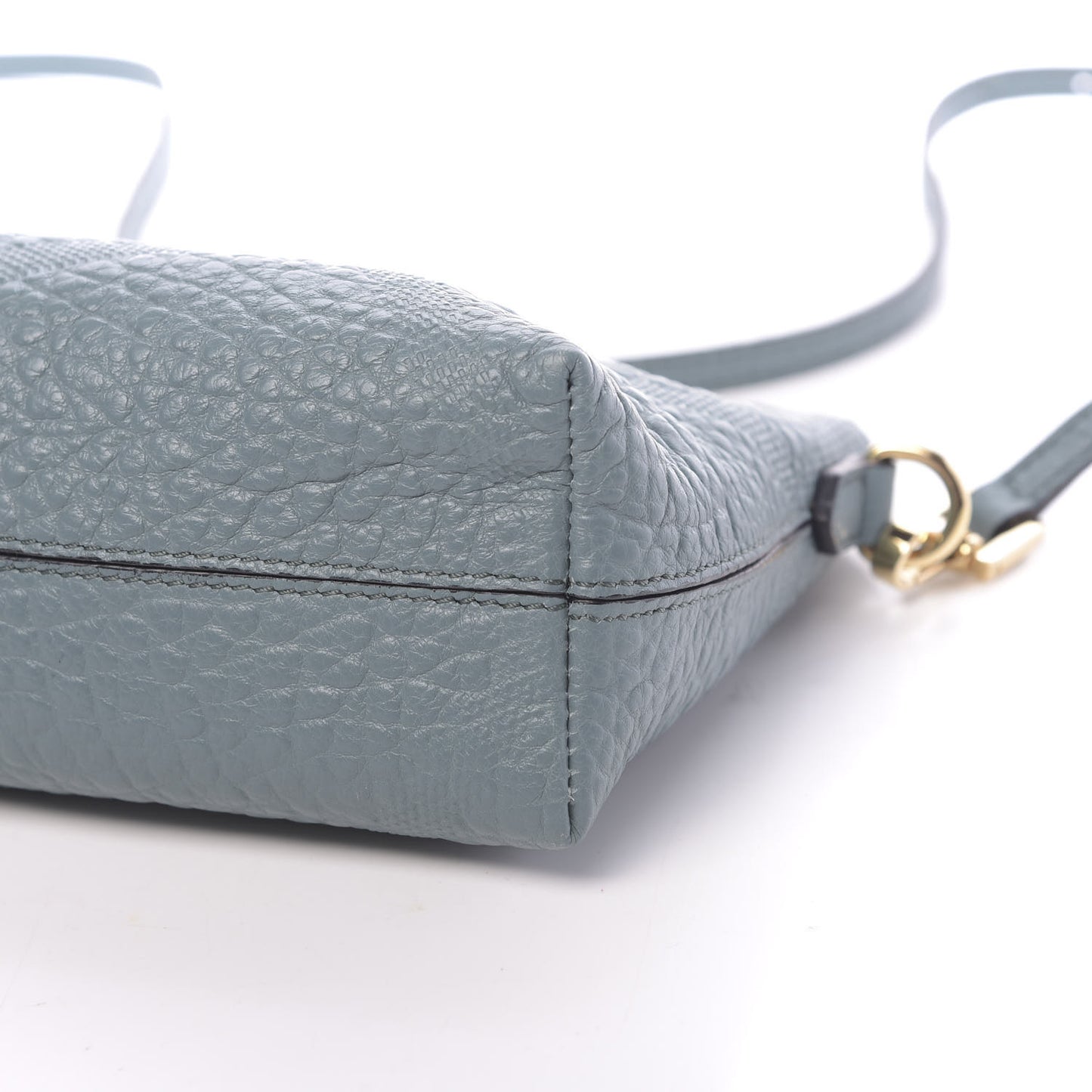 Signature Grain Calfskin Check Embossed Small Chichester Crossbody Clutch Bag Celadon Blue