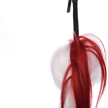Fendi Fox Mink Goat Fur Nappa Karlito Bag Charm Black Foresta Rosso 3 of 6