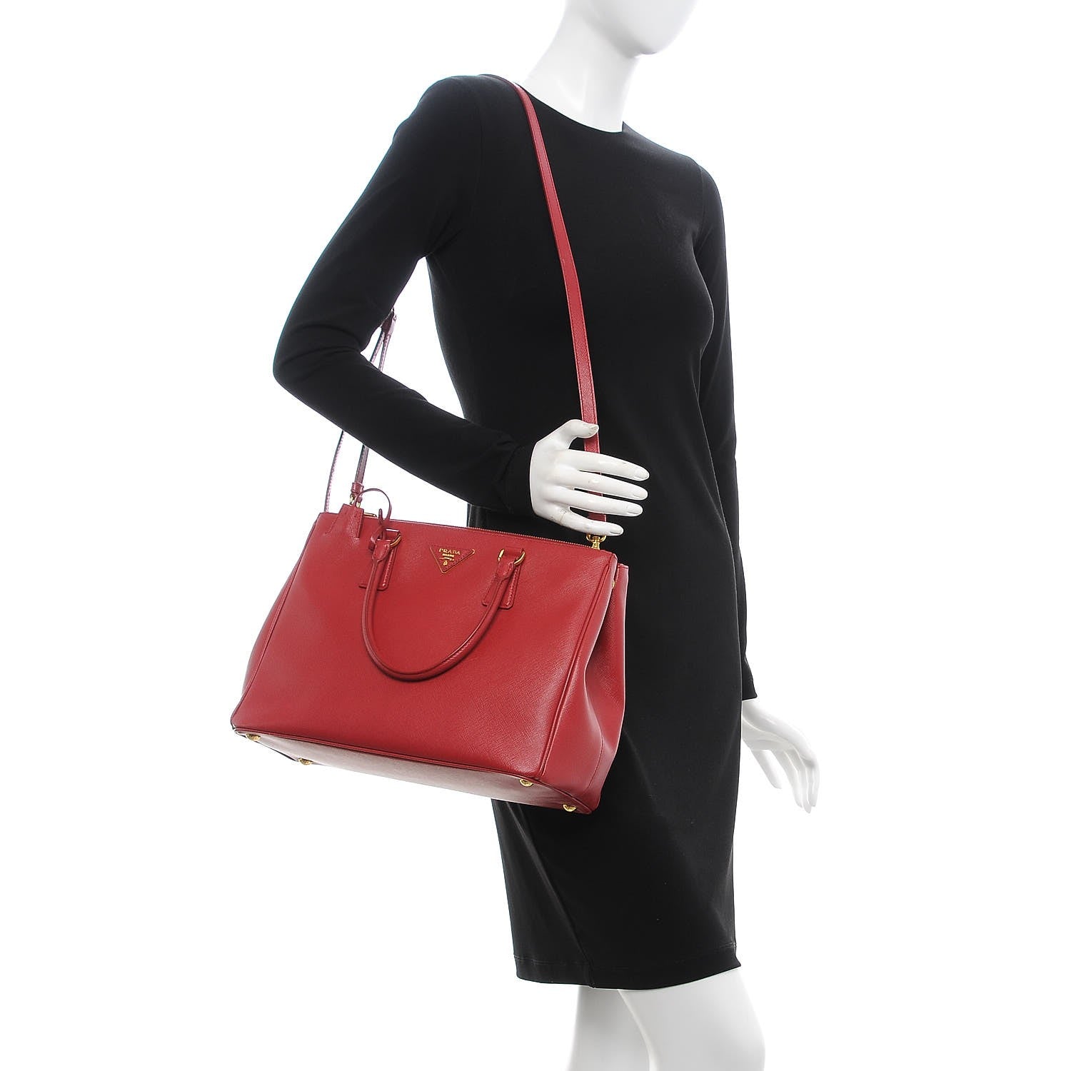 Prada Saffiano Medium Galleria Double Zip Tote Fuoco 3 of 9