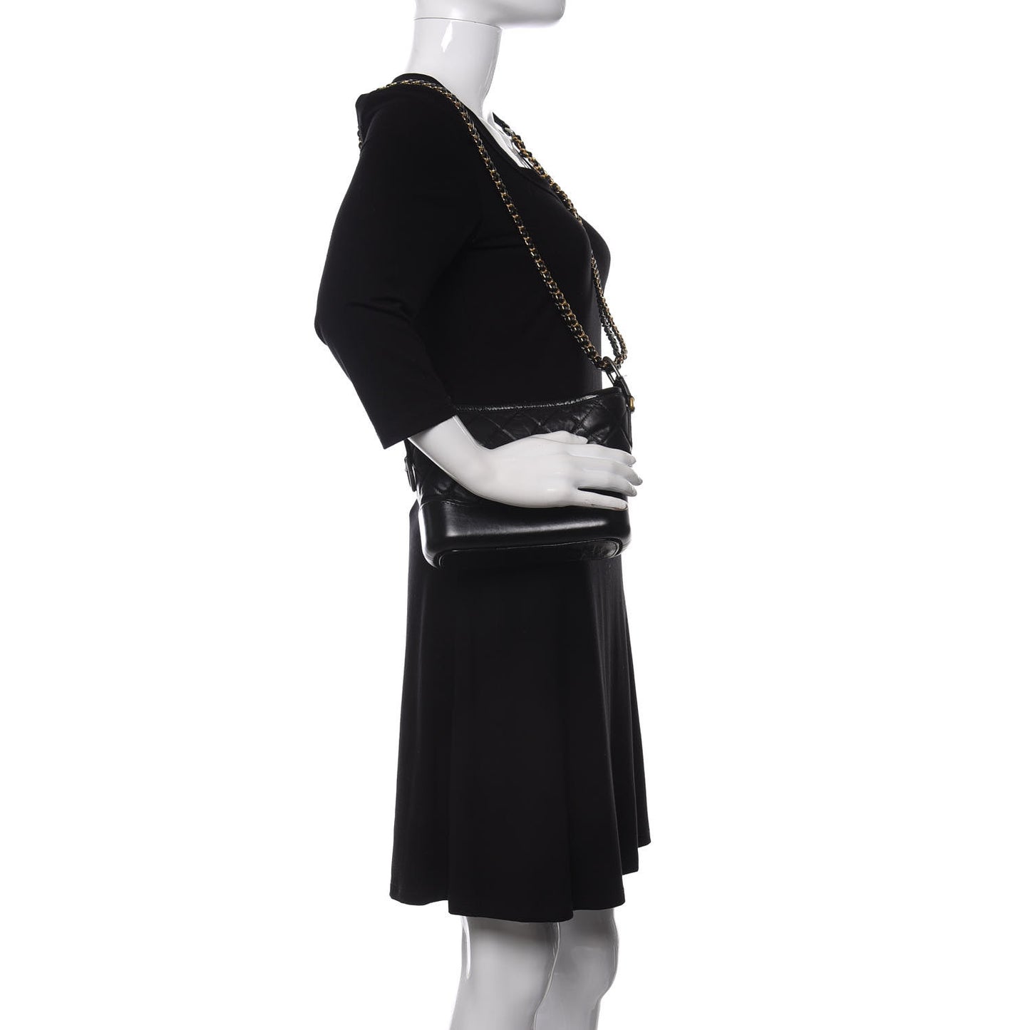 Aged Calfskin Quilted Small Gabrielle Hobo Black