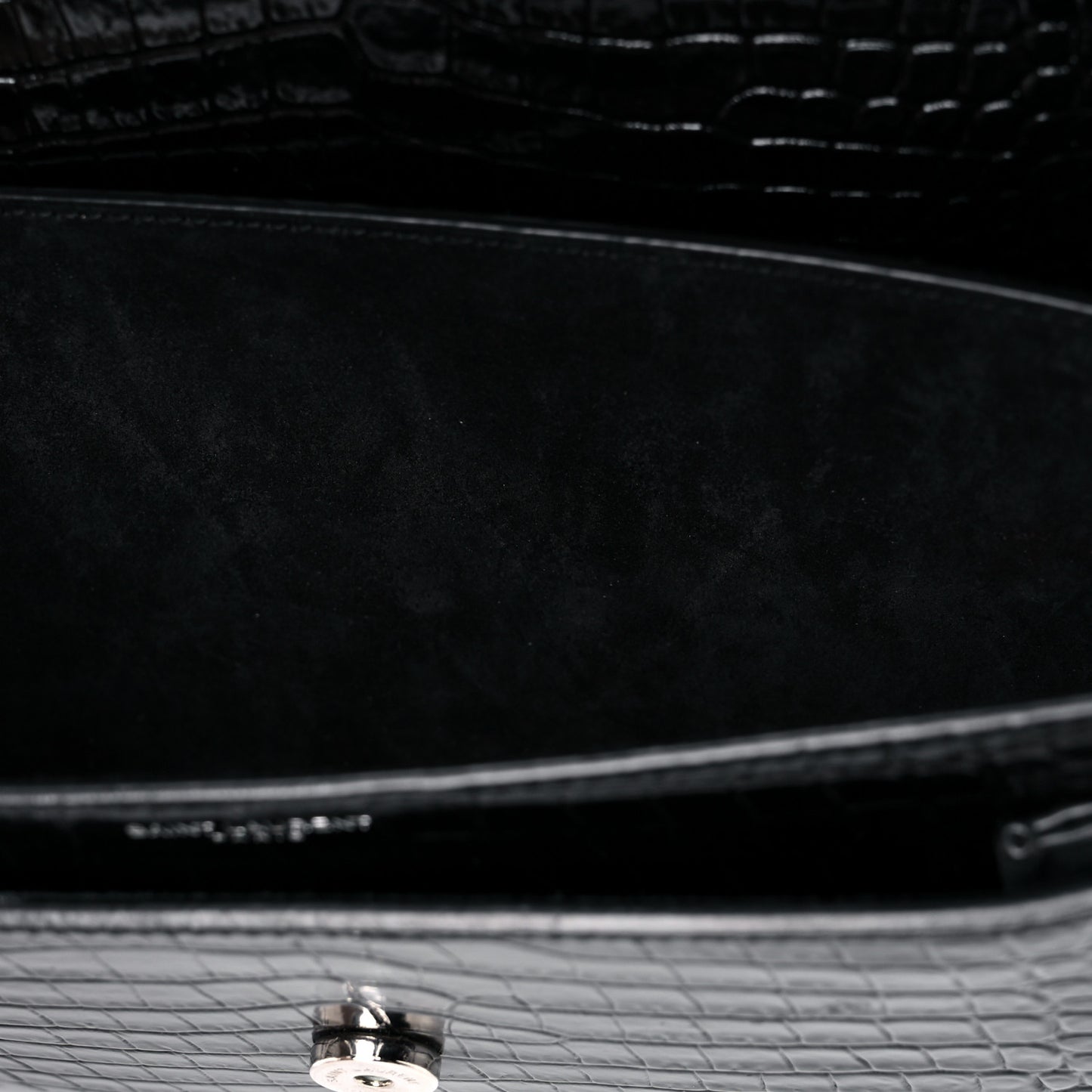 Calfskin Crocodile Embossed Medium Monogram Sunset Black