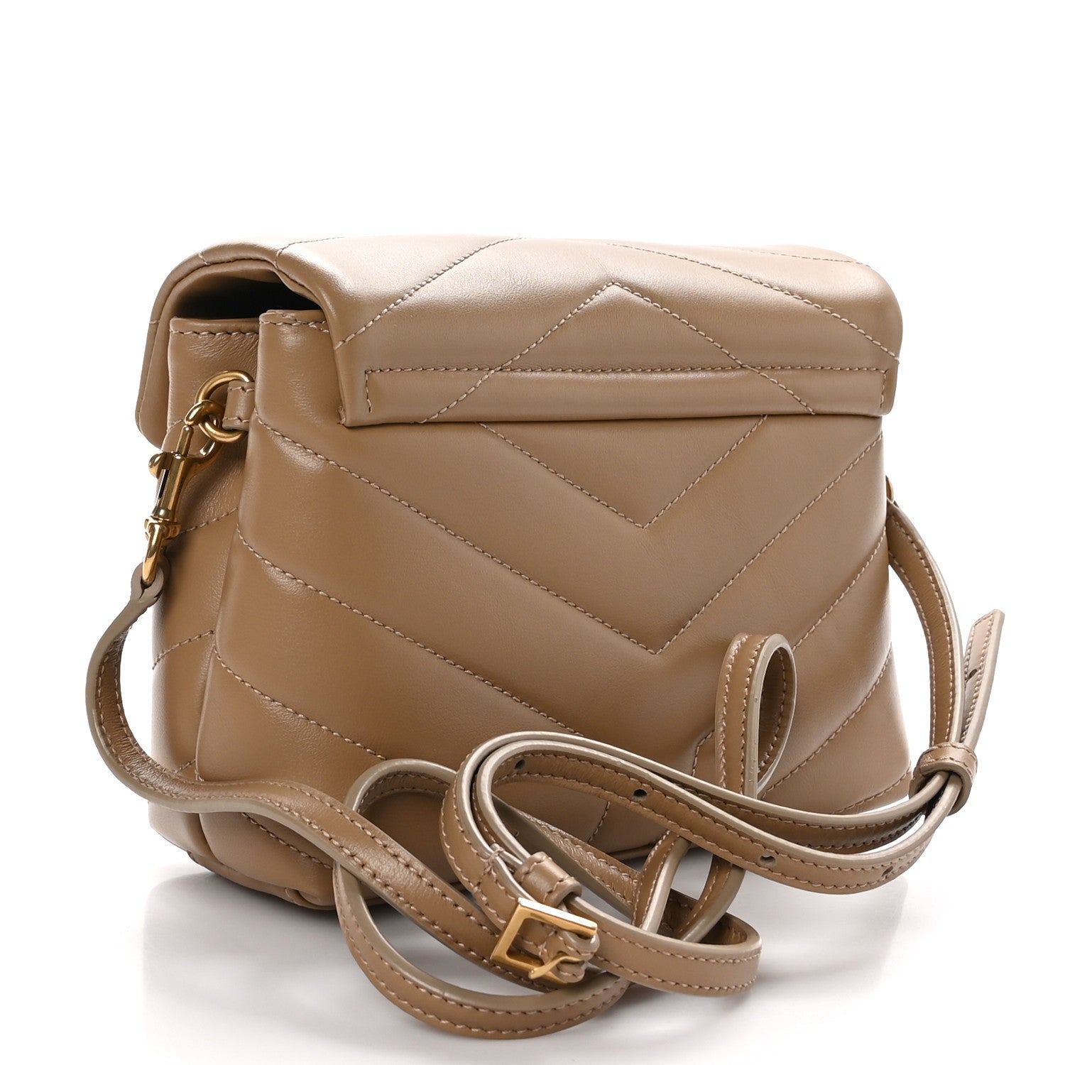 Saint Laurent Calfskin Y Quilted Monogram Toy Loulou Crossbody Bag Latte 3 of 10