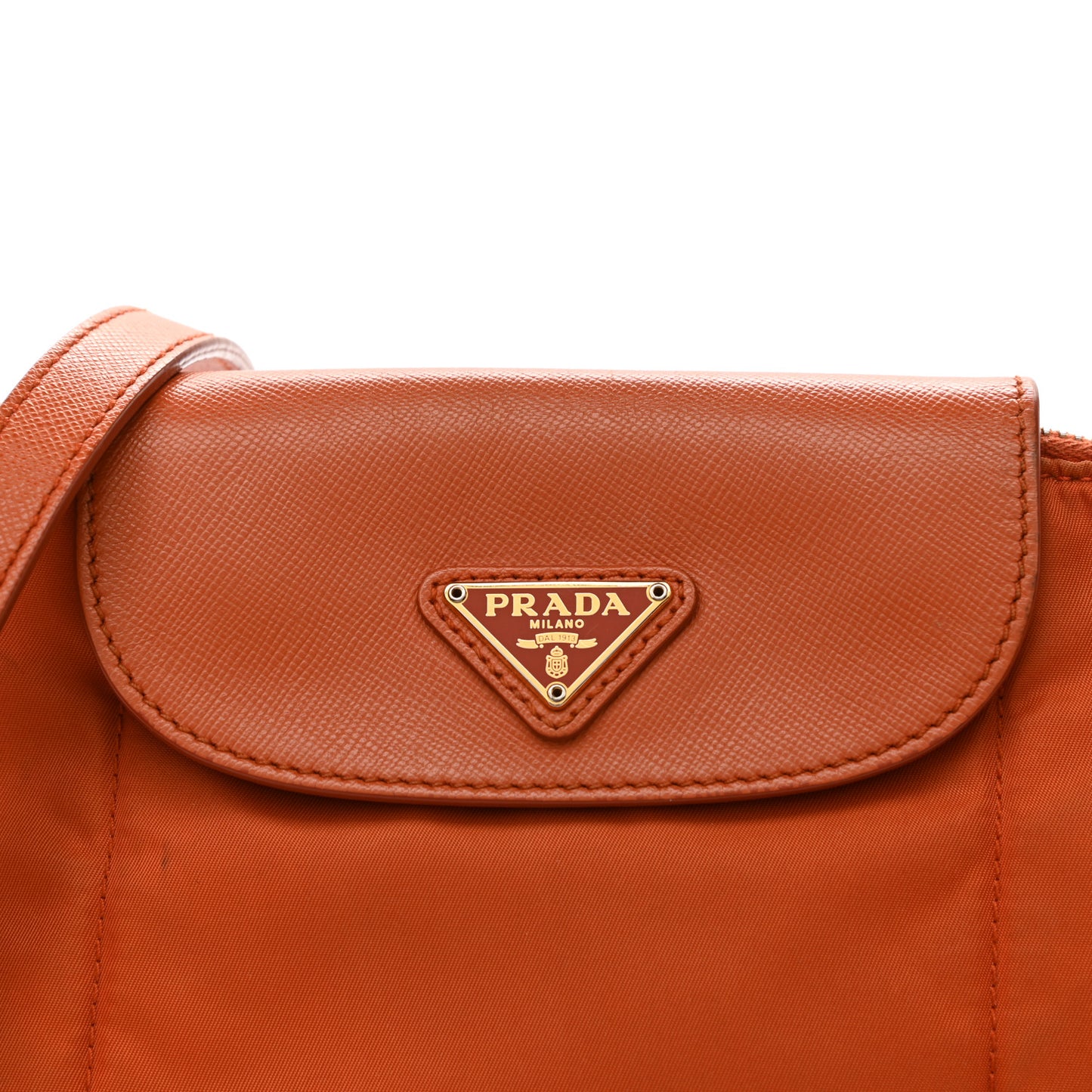 Tessuto Nylon Saffiano Tote Papaya