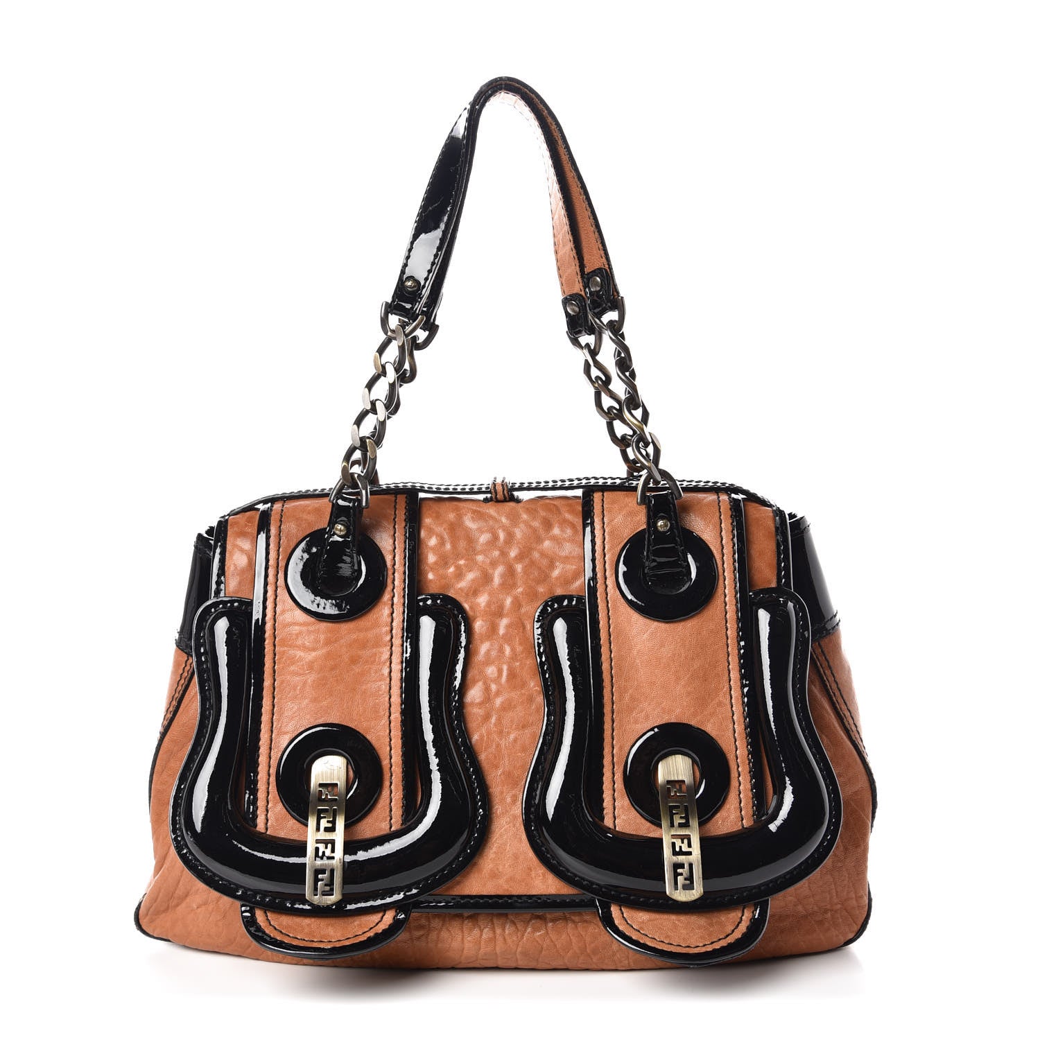 Fendi Nappa Patent B Bag Osso Black 1 of 16