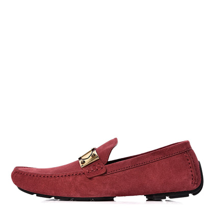 Louis Vuitton Suede Mens Lombok Mocassin Loafers 7.5 Red 1 of 9