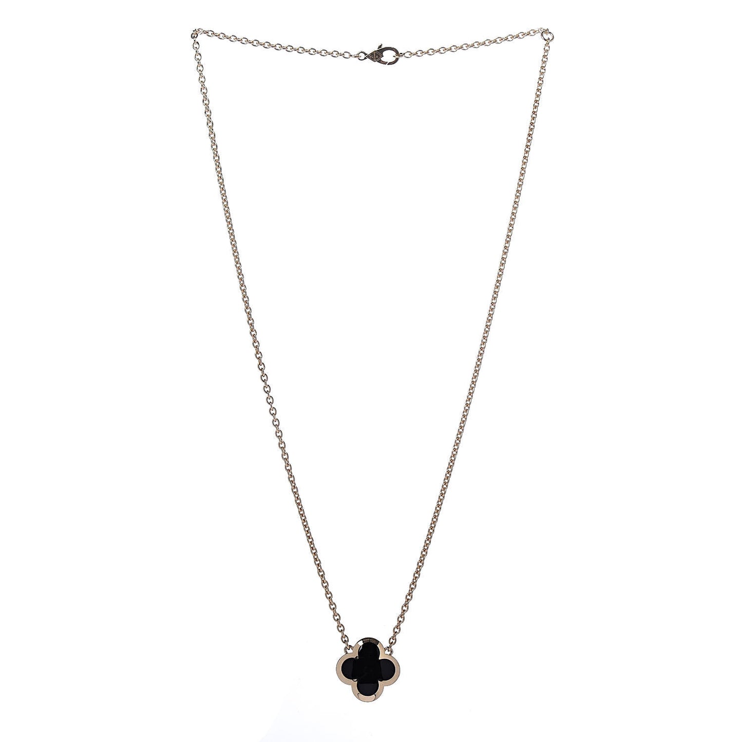 18K Yellow Gold Black Onyx Pure Alhambra Pendant Necklace