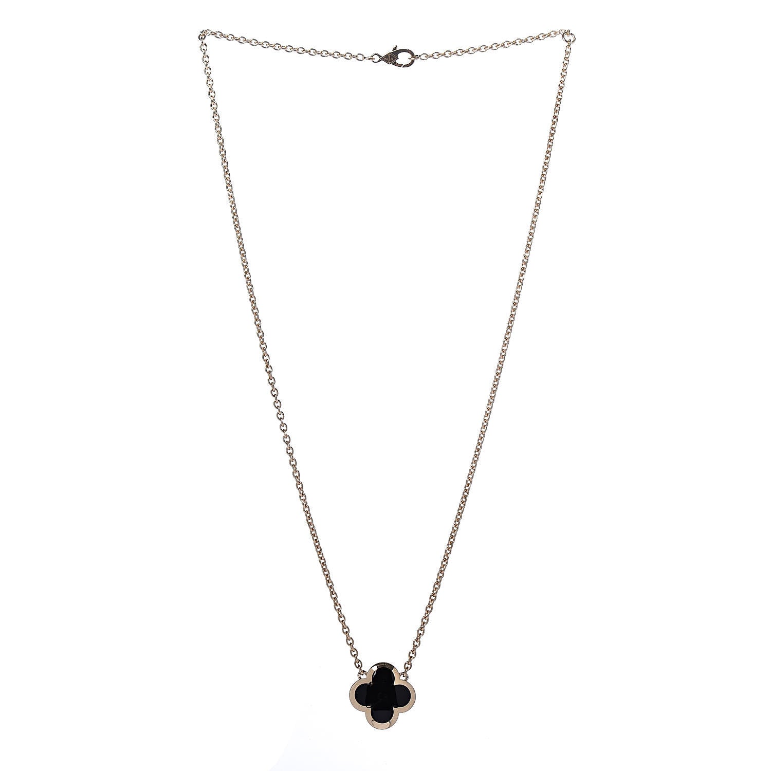 Van Cleef & Arpels 18K Yellow Gold Black Onyx Pure Alhambra Pendant Necklace 3 of 5