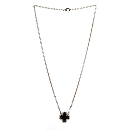 Van Cleef & Arpels 18K Yellow Gold Black Onyx Pure Alhambra Pendant Necklace 3 of 5