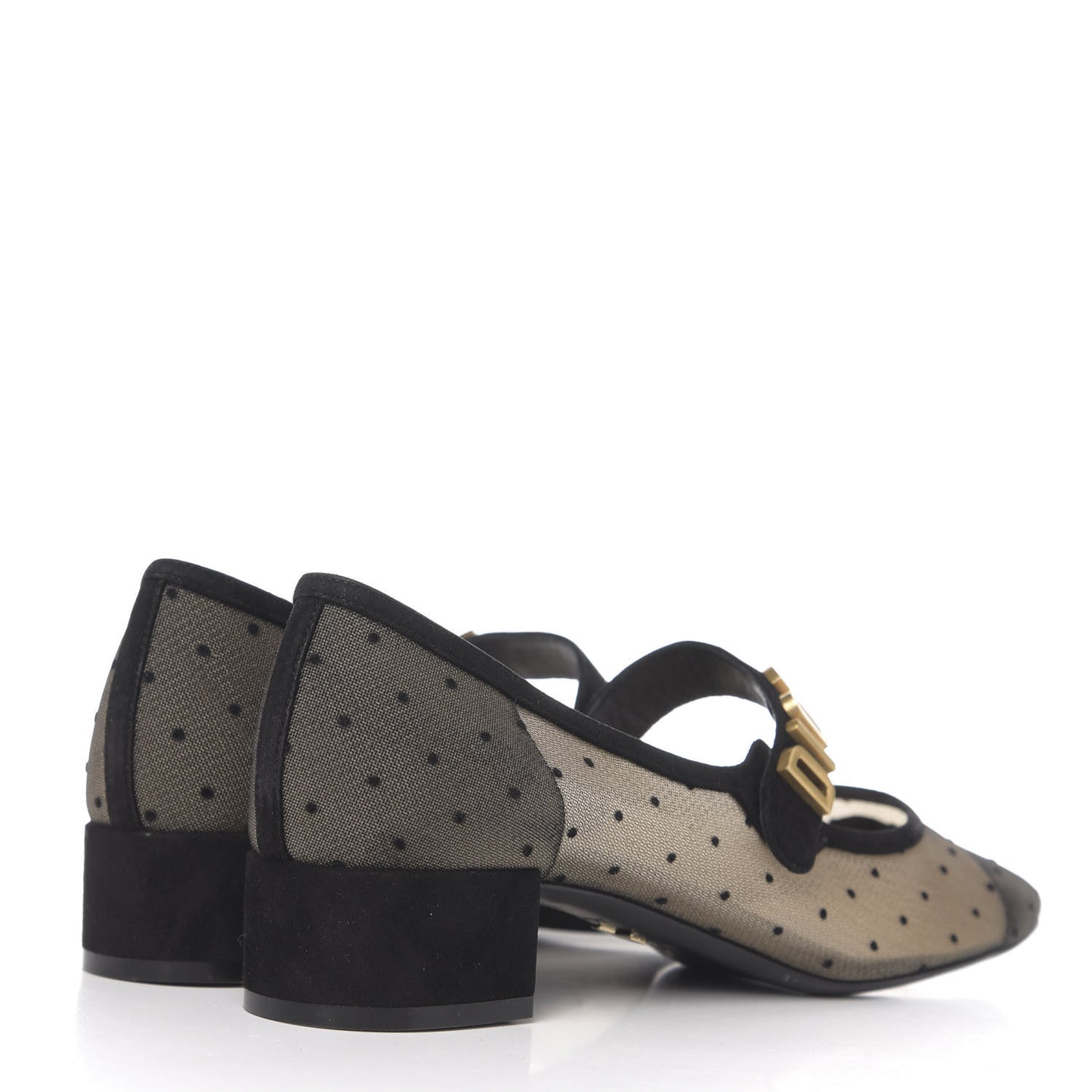 Mesh Plumetis Suede Baby-D Ballet Pumps 41.5 Black