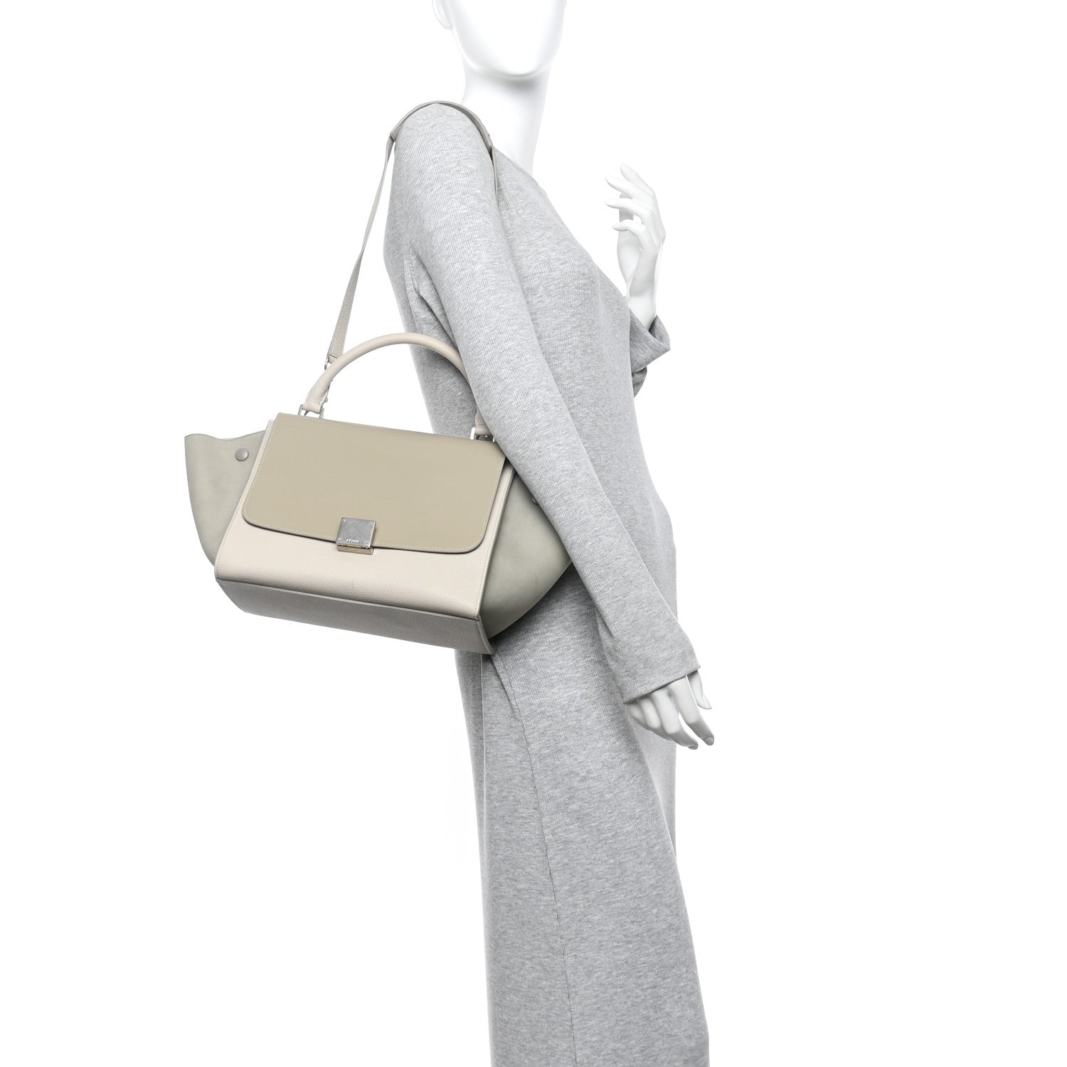 Celine Spazzolato Calfskin Nubuck Small Trapeze Quartz 2 of 14