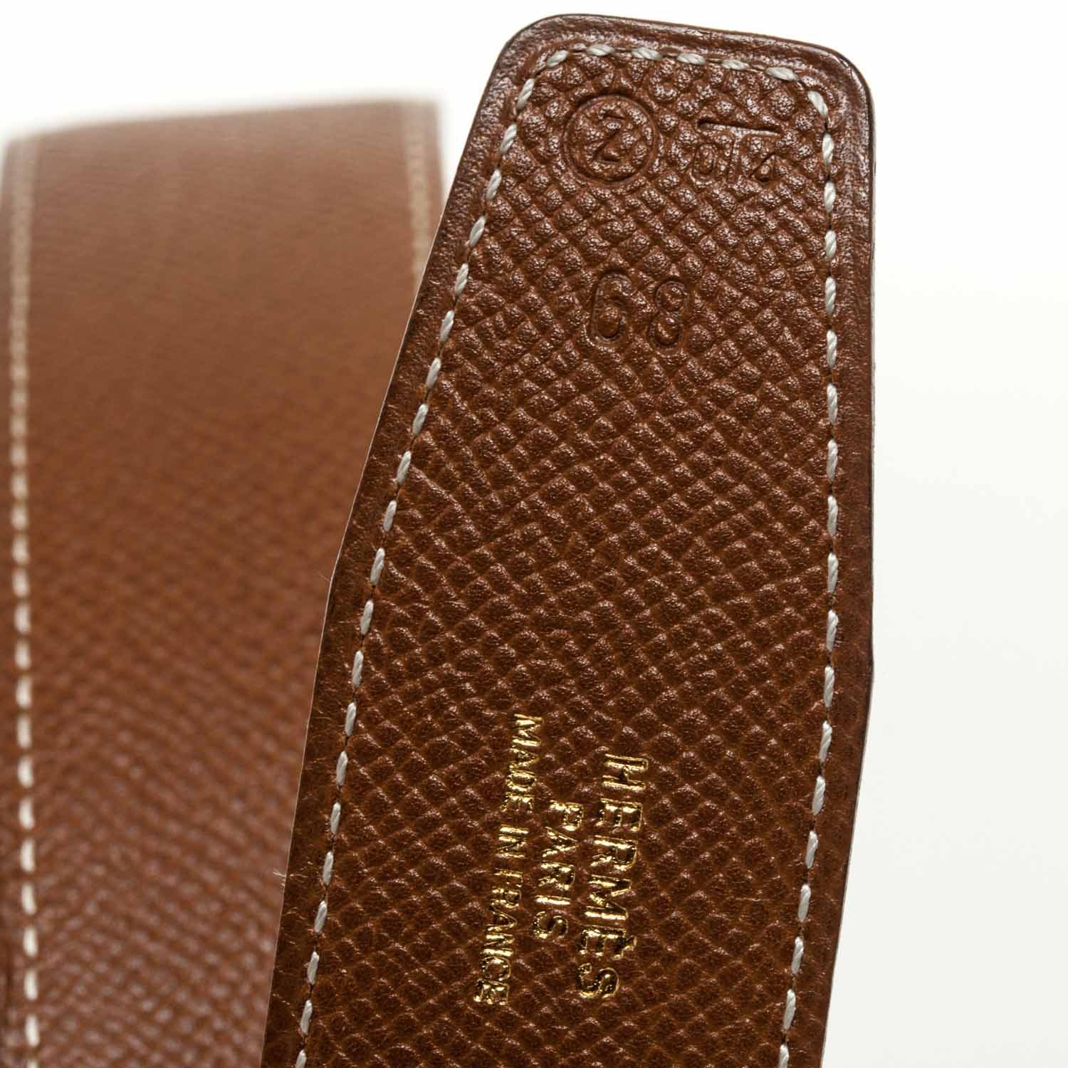 Hermes Courchevel Reversible H Belt Gold Navy 68 6 of 6