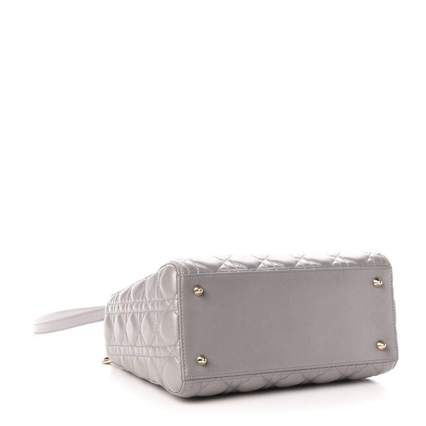 Pearly Lambskin Cannage Medium Lady Dior Grey
