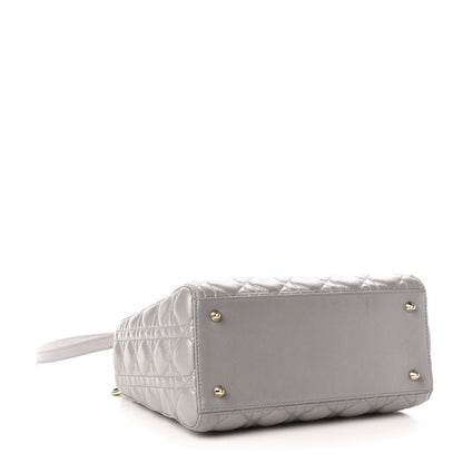 Christian Dior Pearly Lambskin Cannage Medium Lady Dior Grey 5 of 19