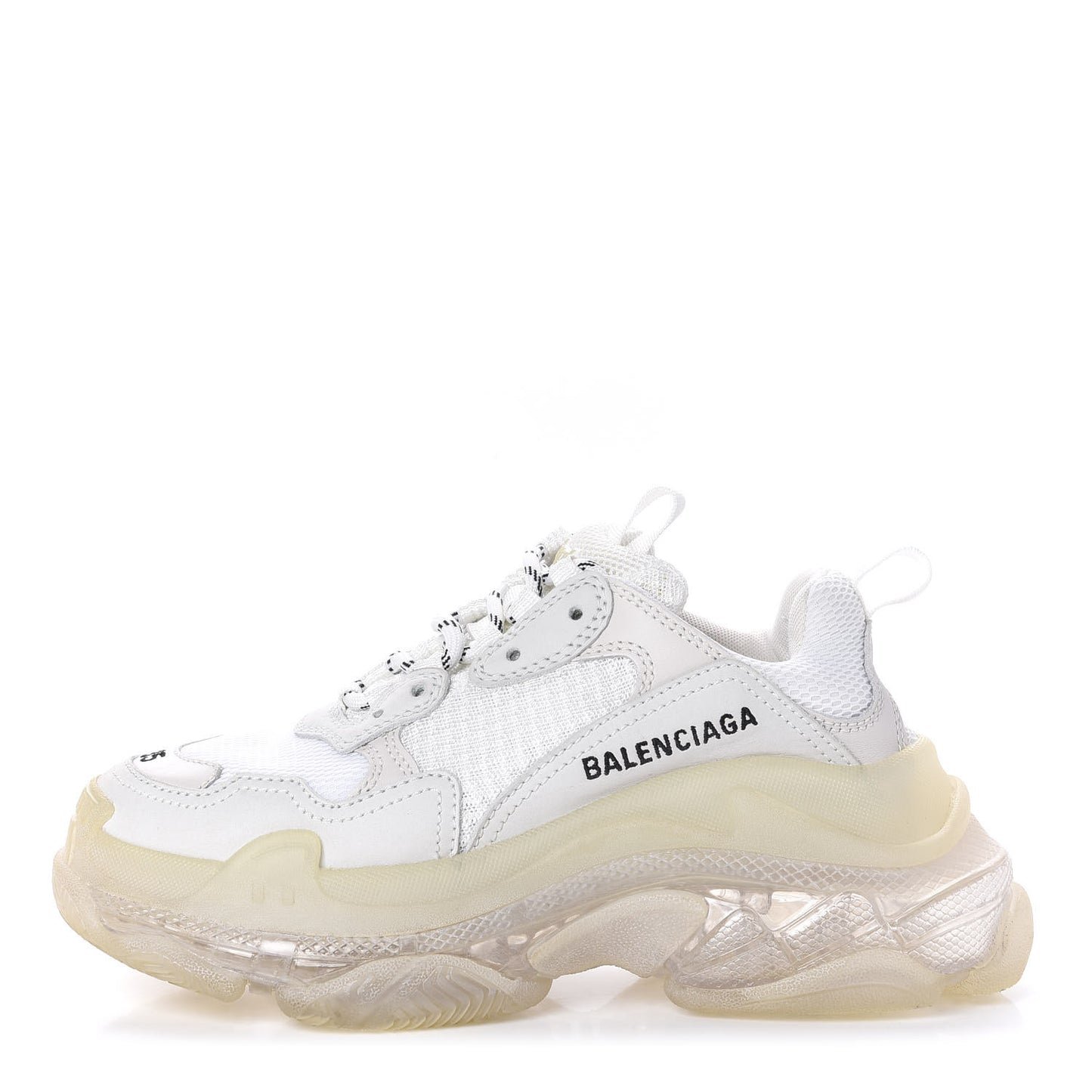 Fabric Mesh Clear Sole Womens Triple S Sneakers 35 White