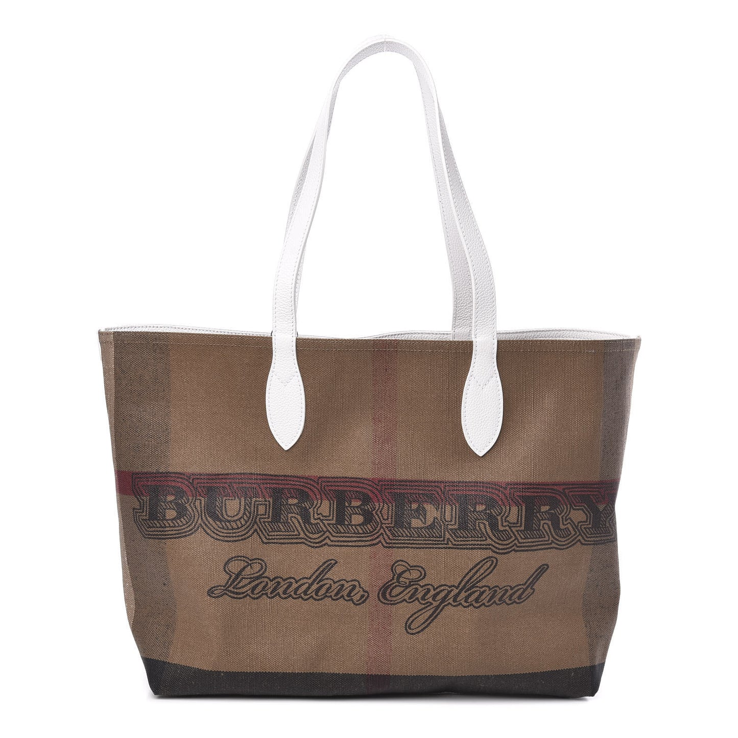 Coated Canvas Mega Check Medium Doodle Tote White
