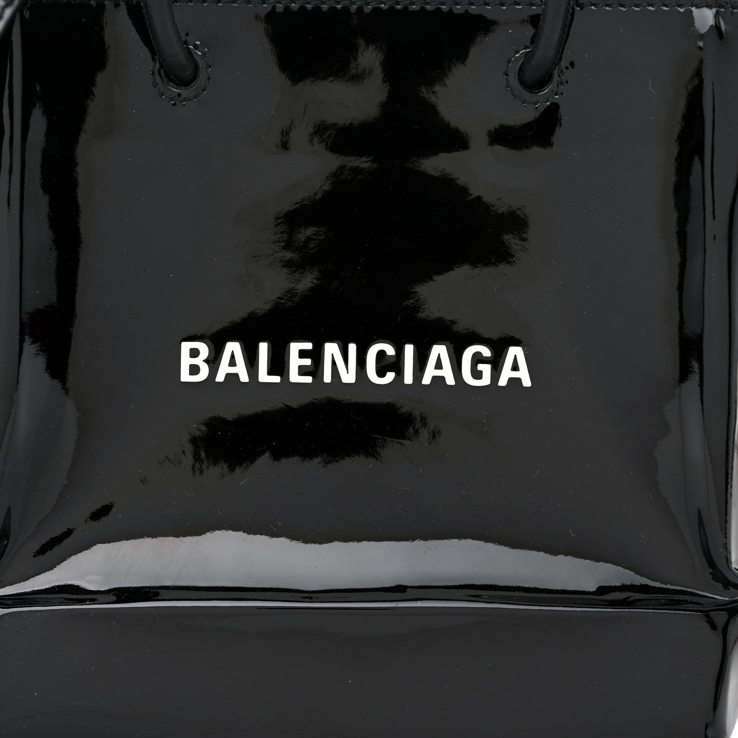 Balenciaga Patent Calfskin Logo Shopping Tote XXS Black 8 of 10