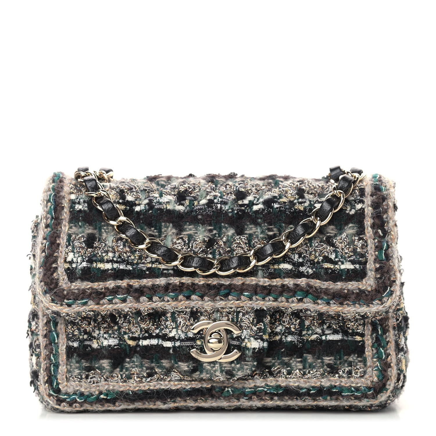 Chanel Tweed Braid Mini Flap Blue Multicolor 1 of 10