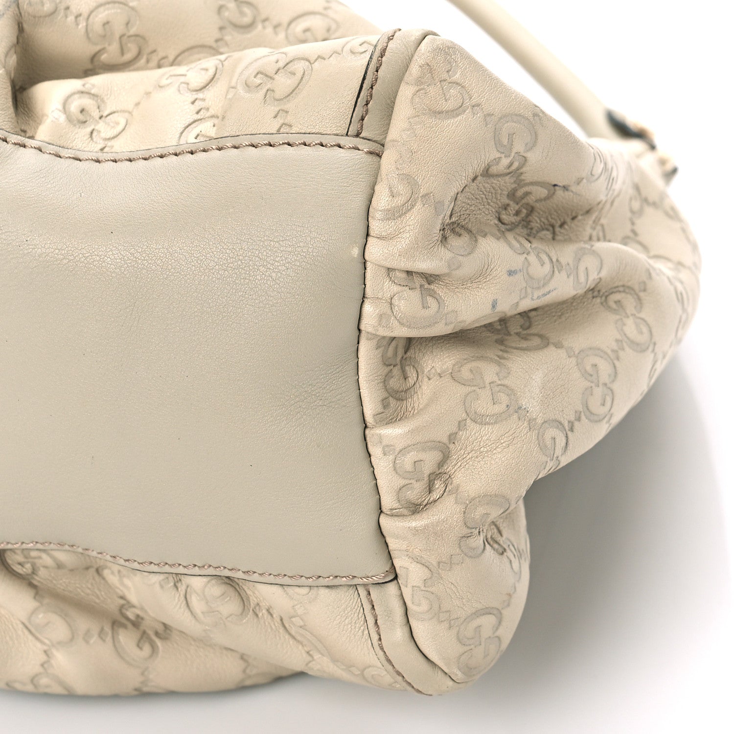 Gucci Guccissima Large D Gold Ring Hobo Off White 10 of 12