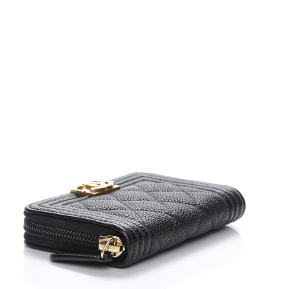 Chanel Caviar Quilted Boy Zip Around Coin Purse Wallet Black 5 of 9
