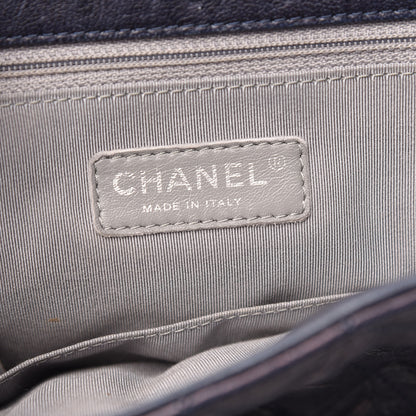 Chanel Washed Lambskin Quilted Chain Around Maxi Flap Dark Navy Blue 8 of 13