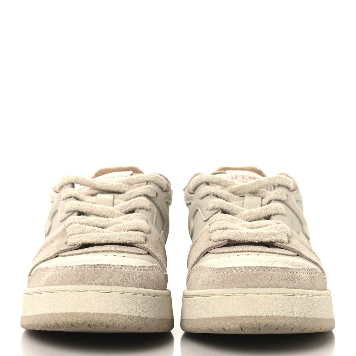Suede Vitello Fendi Match Low Top Sneakers 37.5 Nudo White Garza Rosa