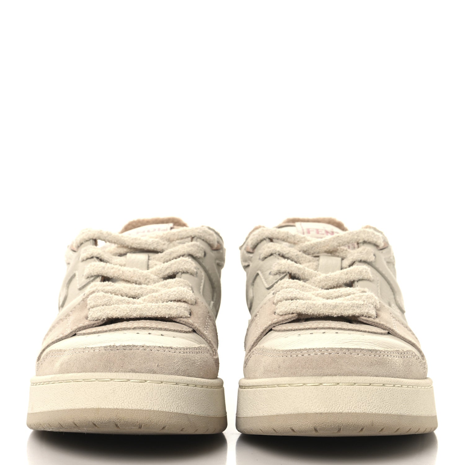 Fendi Suede Vitello Fendi Match Low Top Sneakers 37.5 Nudo White Garza Rosa 3 of 8