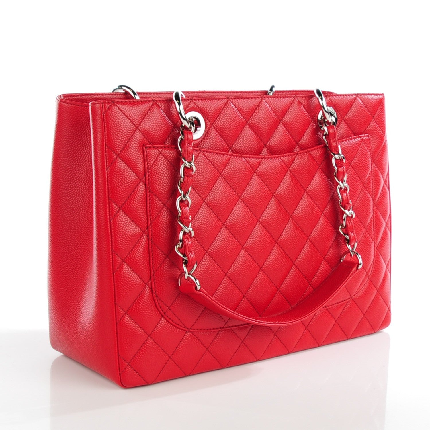 Chanel Caviar Quilted Grand Shopping Tote GST Red 3 of 8