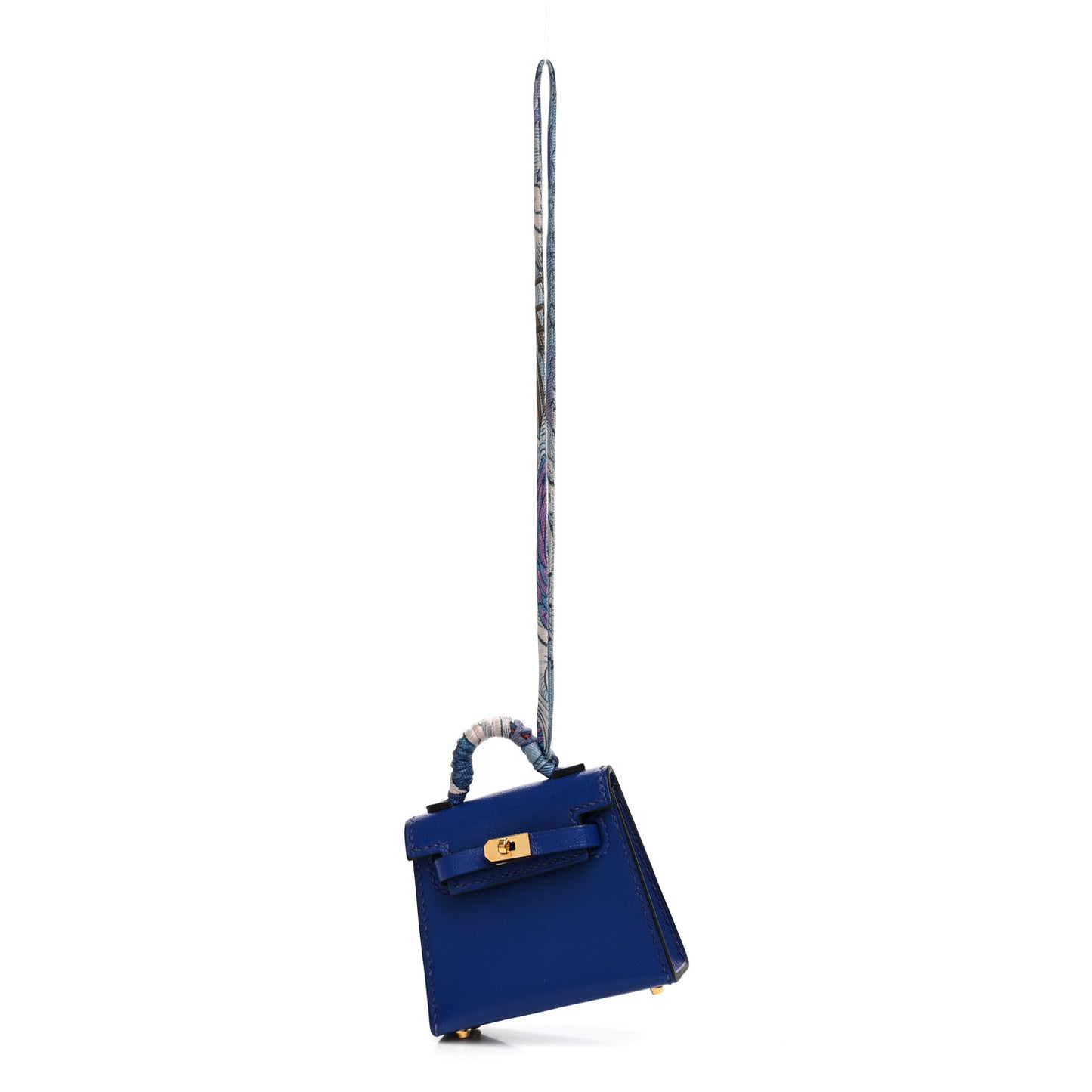 Tadelakt Mini Kelly Twilly Bag Charm Bleu Electrique