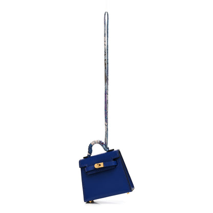 Hermes Tadelakt Mini Kelly Twilly Bag Charm Bleu Electrique 1 of 5
