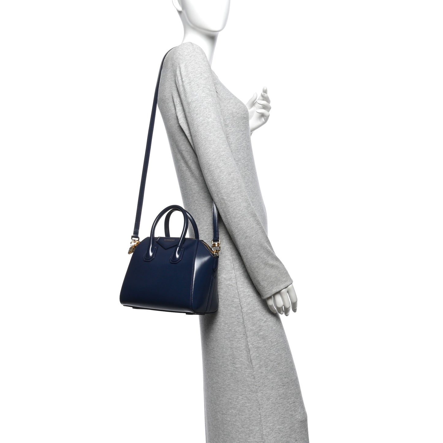 Shiny Lord Calfskin Mini Antigona Navy