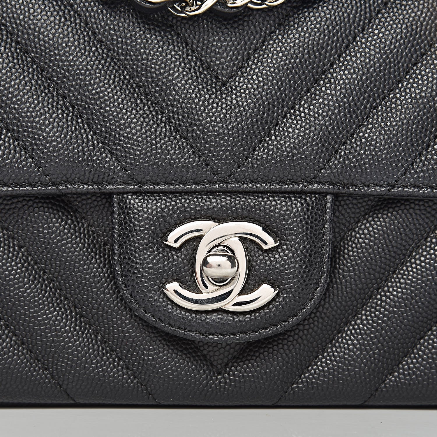 Chanel Caviar Chevron Quilted Mini Rectangular Flap Black 10 of 11