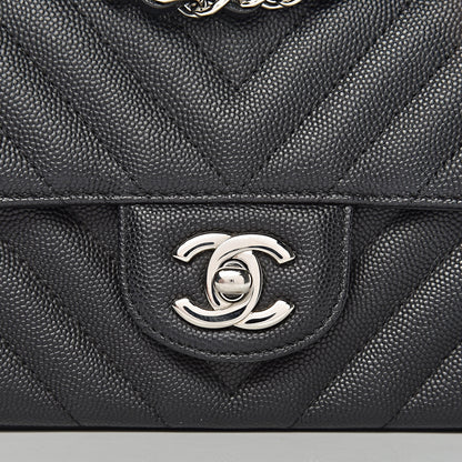 Chanel Caviar Chevron Quilted Mini Rectangular Flap Black 10 of 11