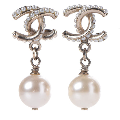 Chanel Pearl CC Drop Earrings Gold 1 of 4