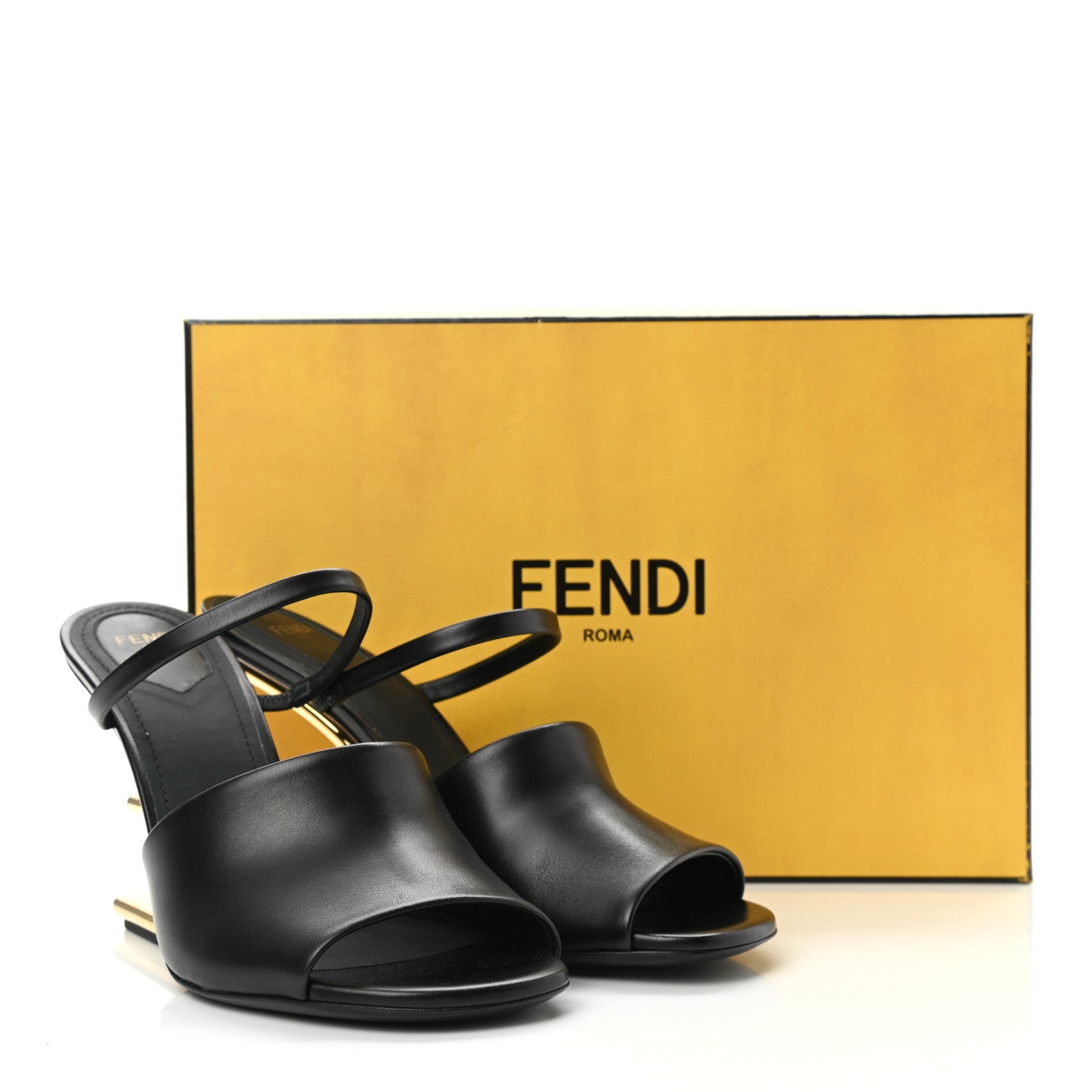 Fendi Calfskin Fendi First 95mm Slide Sandals 40 Black 8 of 8