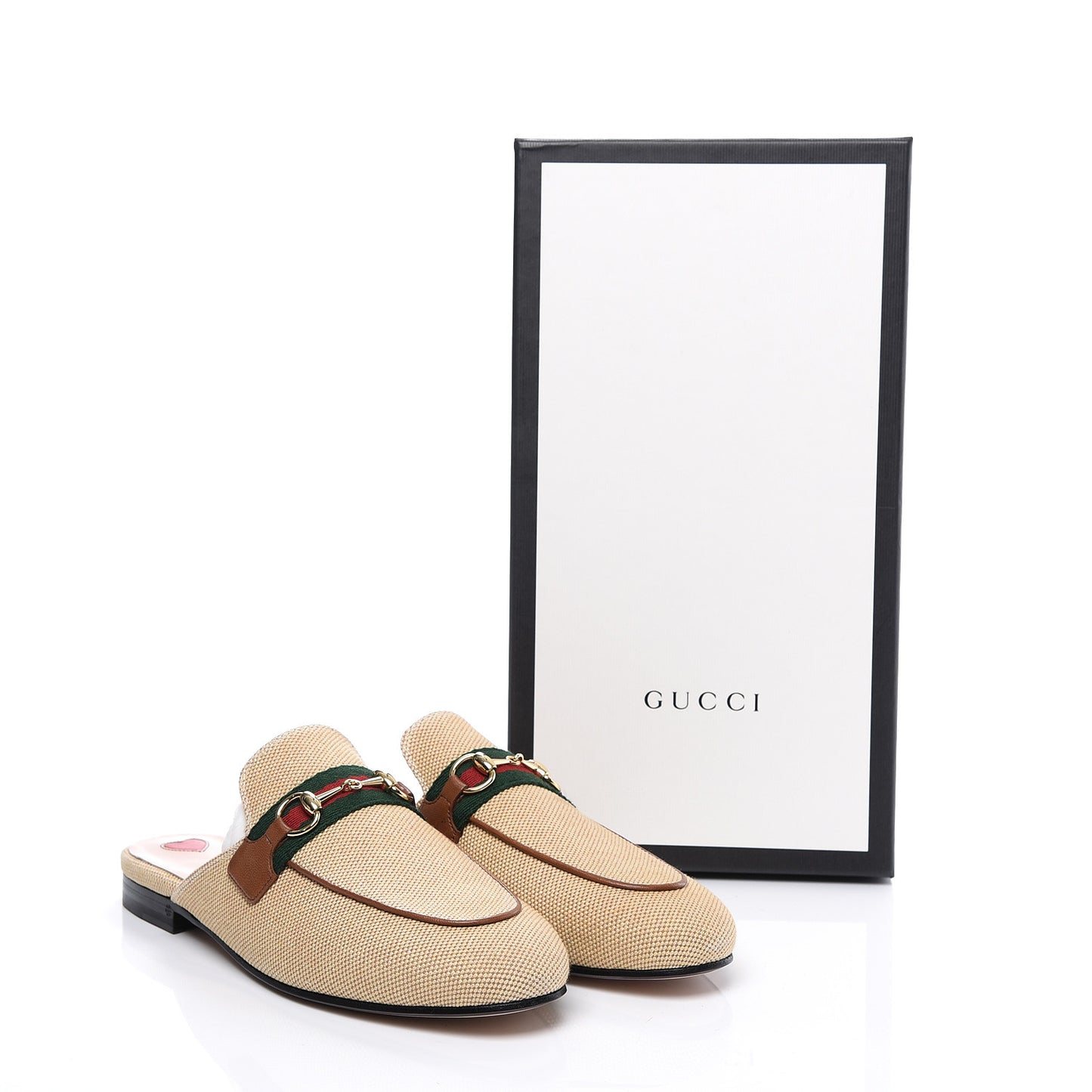 Canvas Vintage Charlotte Web Princetown Slippers 37.5 Sand Cuir