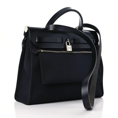 Hermes Military Toile Vache Hunter Herbag Zip PM 31 Black 4 of 12