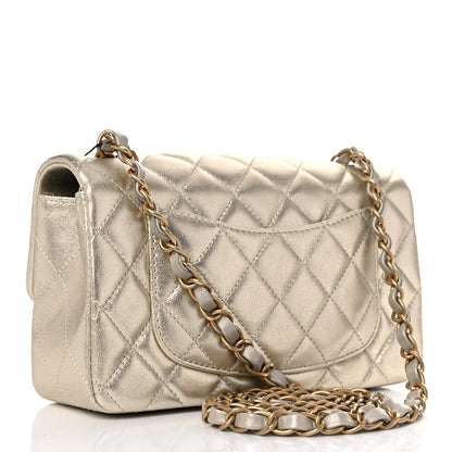 Chanel Metallic Lambskin Quilted Mini Rectangular Flap Gold 2 of 8