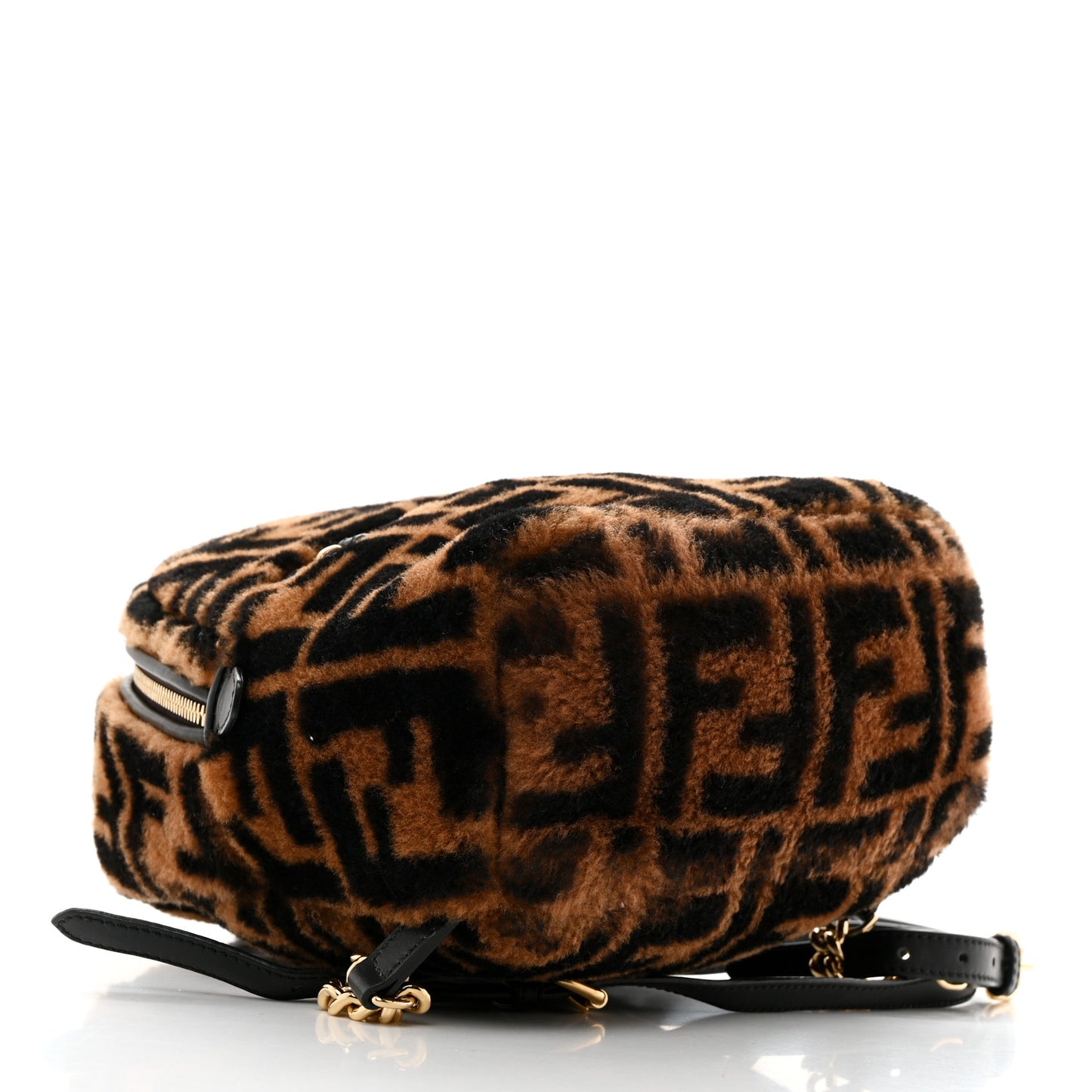 Shearling Macro FF 1974 Mini Backpack Tobacco Black