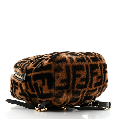 Fendi Shearling Macro FF 1974 Mini Backpack Tobacco Black 4 of 10