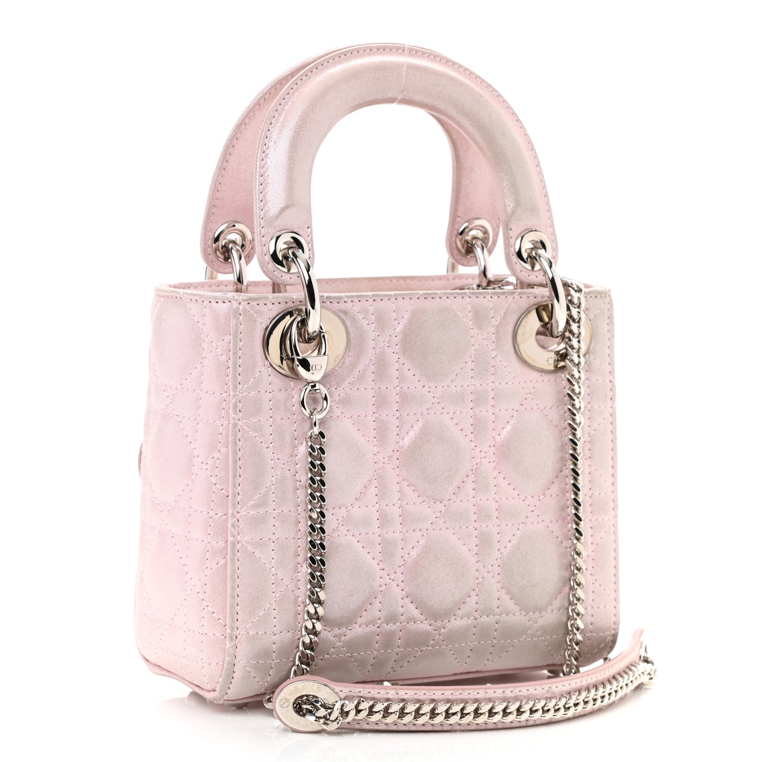 Christian Dior Metallic Lambskin Cannage Mini Lady Dior Lotus 3 of 9
