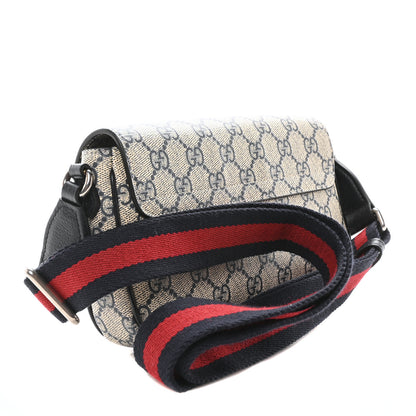 Gucci GG Supreme Monogram Textured Dollar Calfskin Web Mini Ophidia Envelope Shoulder Bag Beige Blue 3 of 9
