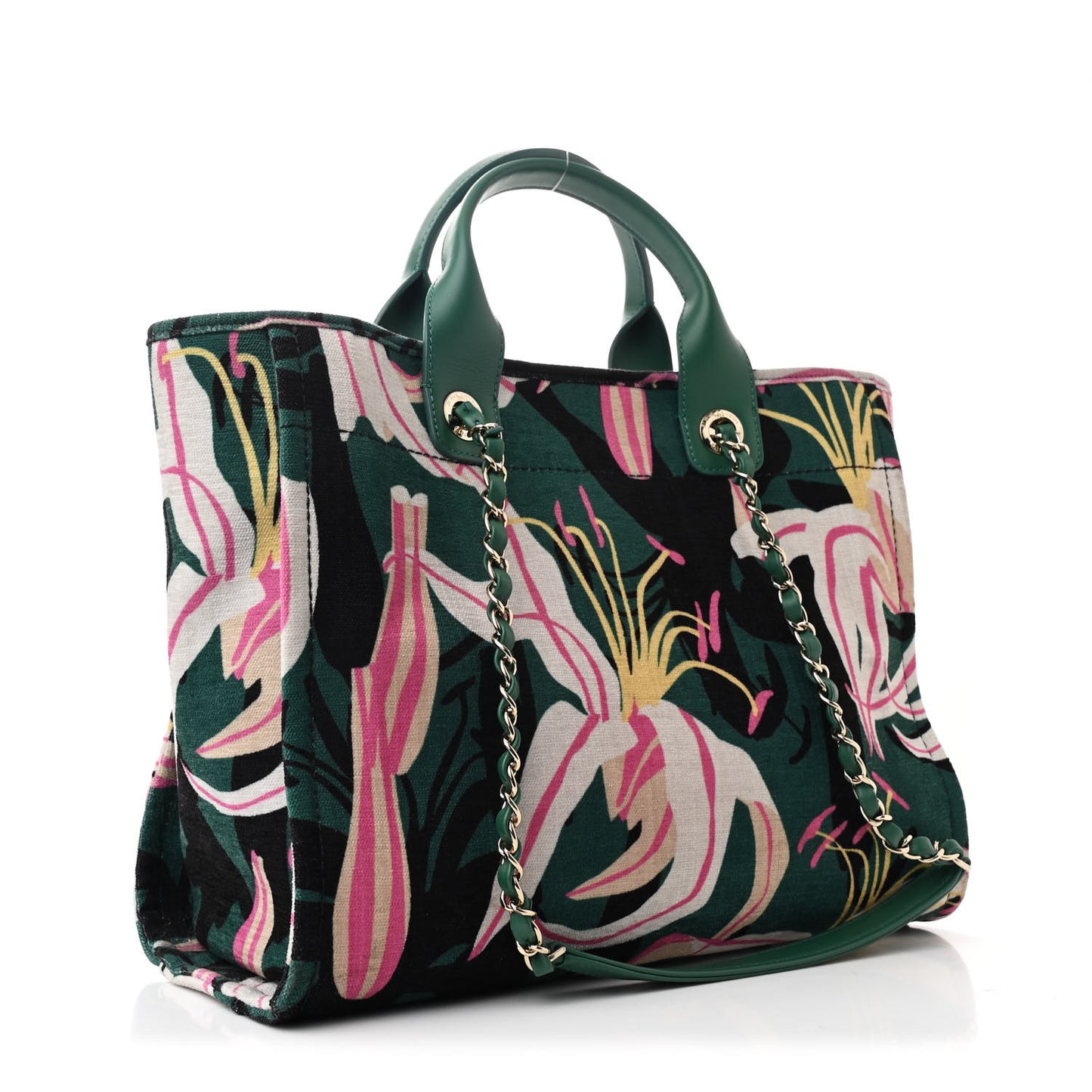 Velvet Calfskin Beaded Small Deauville Tote Pink Green Black
