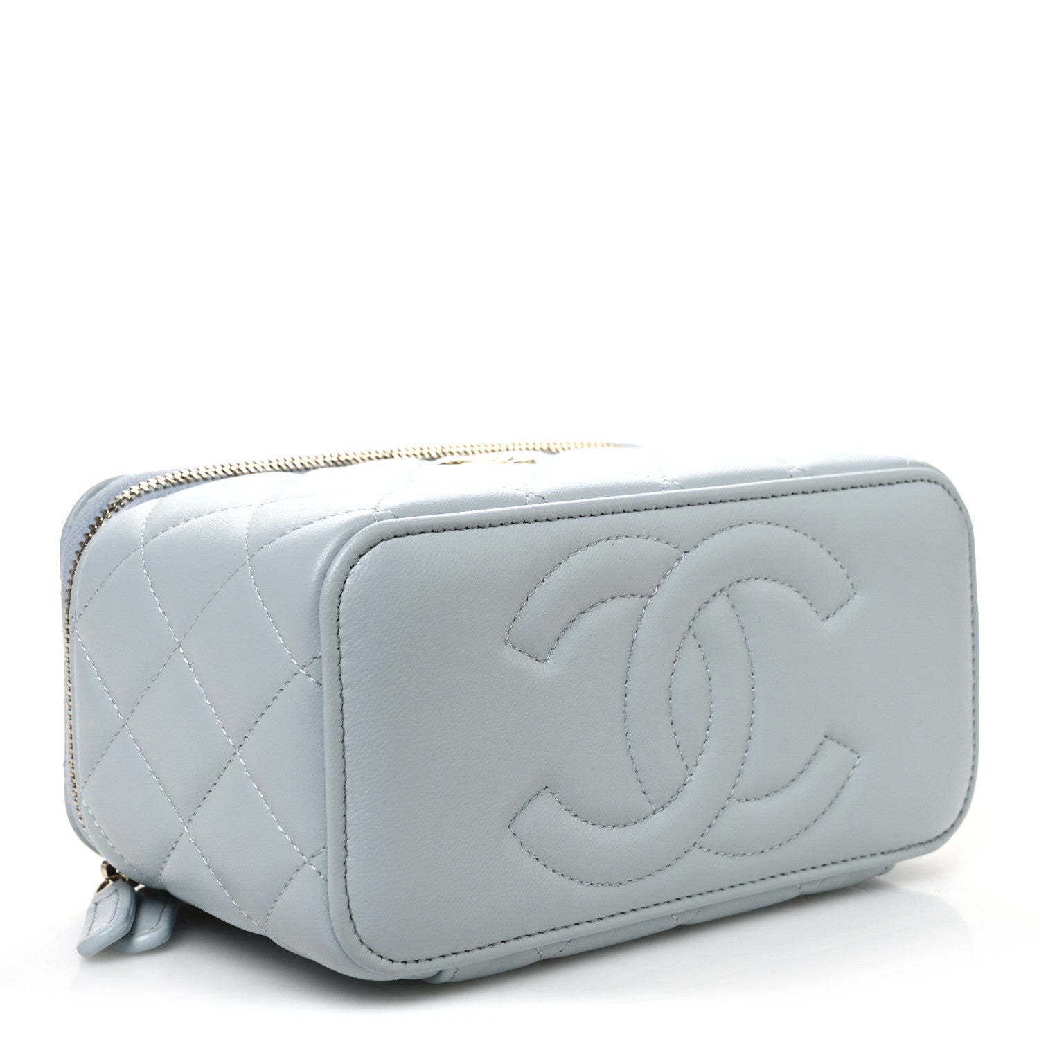 Chanel Lambskin Quilted Small Top Handle Vanity Case With Chain Light Blue 4 of 10