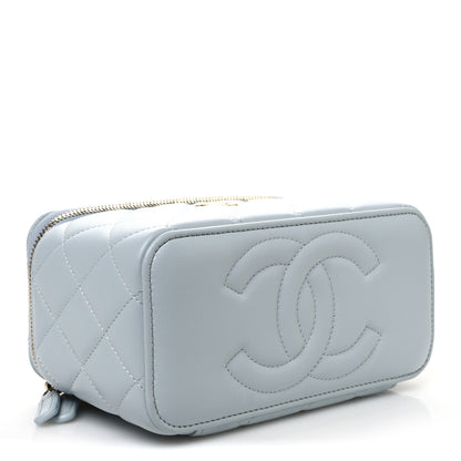 Chanel Lambskin Quilted Small Top Handle Vanity Case With Chain Light Blue 4 of 10