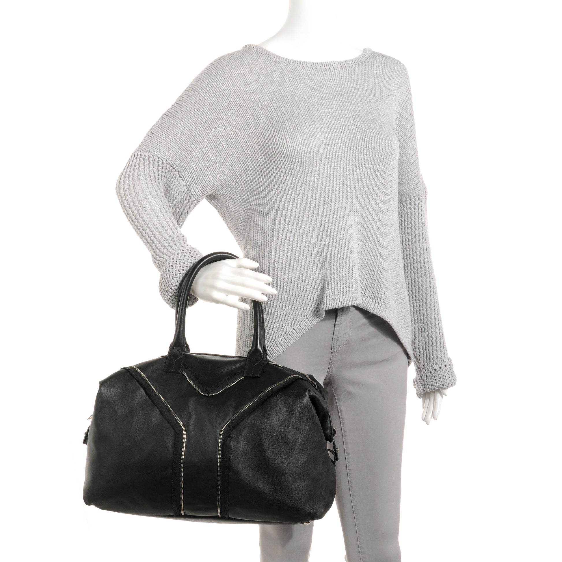 Saint Laurent Coated Lambskin Easy Y Rock Zip Tote Black 2 of 10