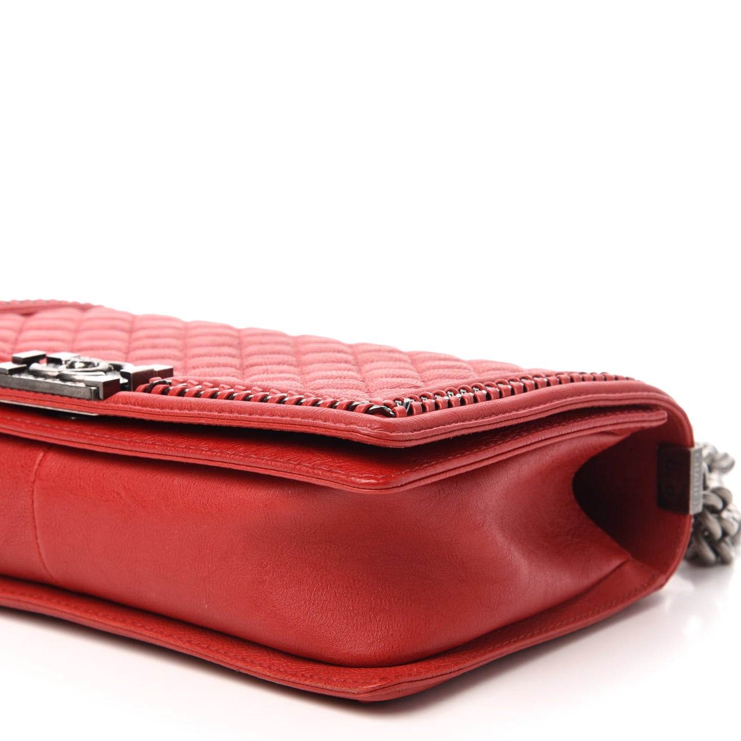Calfskin Quilted New Medium Boy Top Handle Flap Red