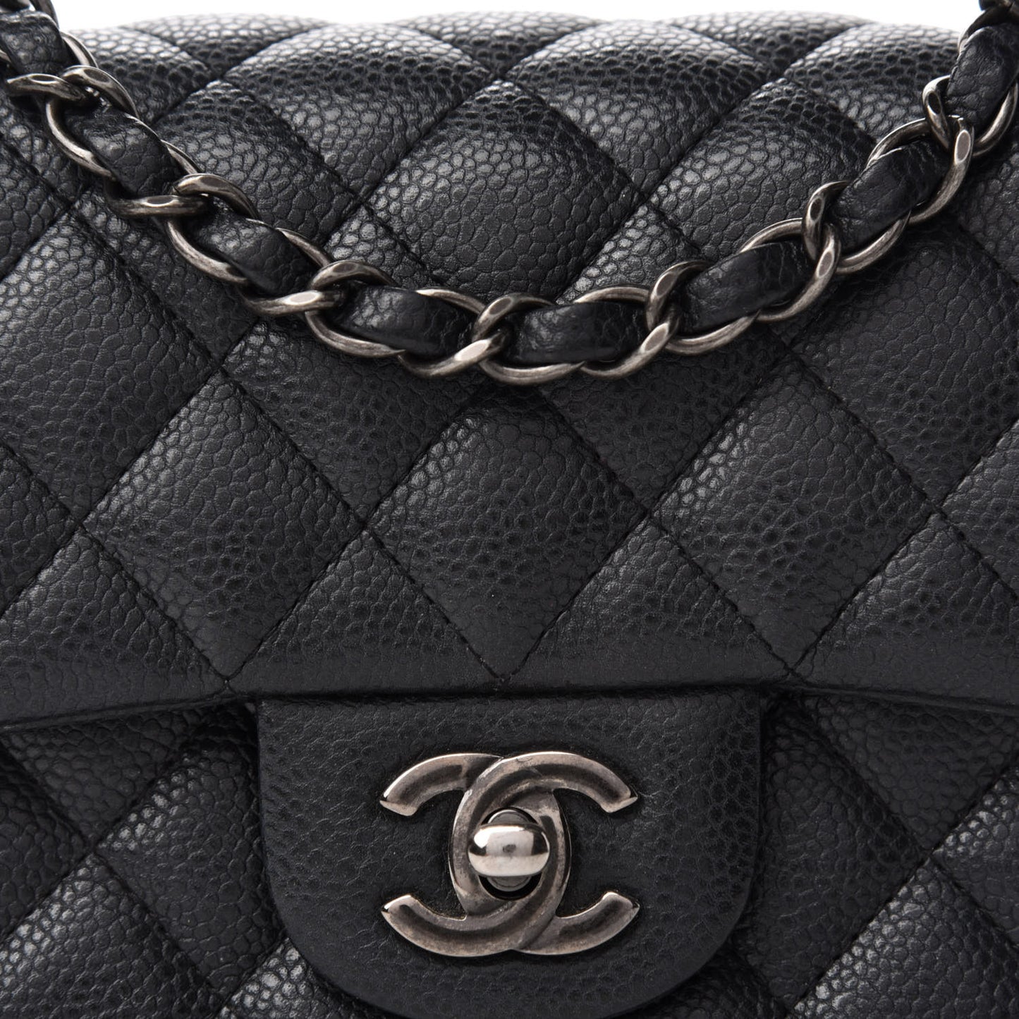 Caviar Quilted Mini Square Flap Black
